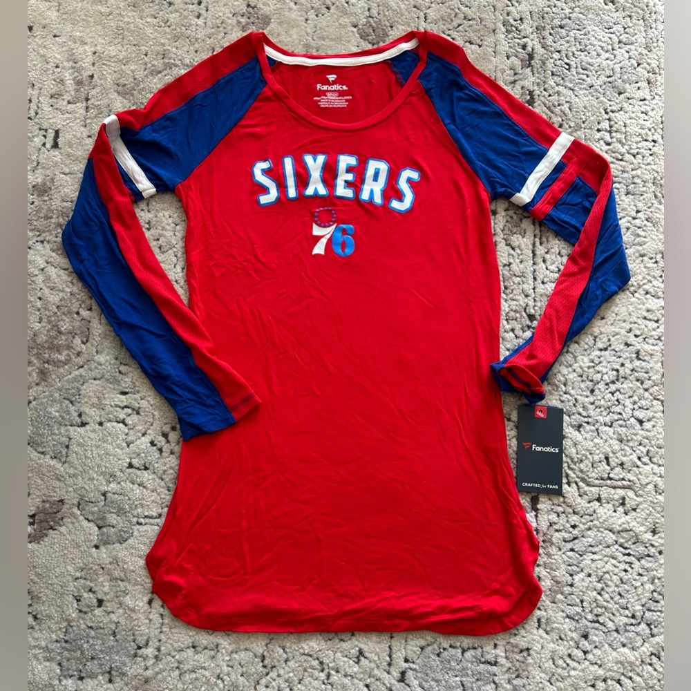 Fanatics Authentic Philadelphia 76ers Sixers Long Sleeve Shirt NBA Women’s Sz: S - Picture 2 of 5